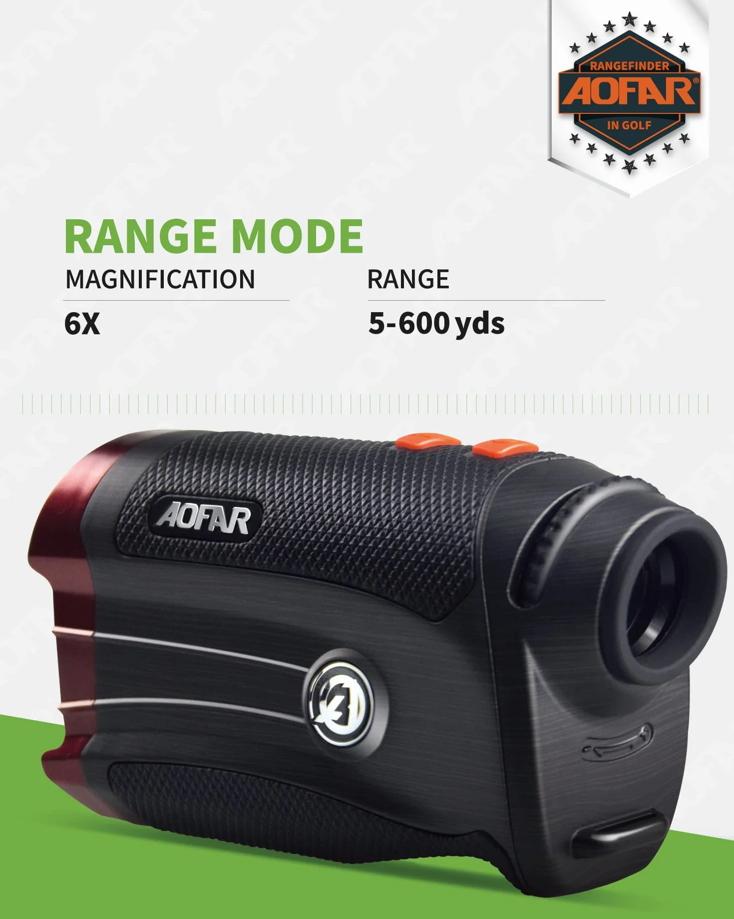 AOFAR GX-2S Telémetro de Golf con Pendiente de On/Off, con Bloqueo de Bandera y Vibración, 600 Yards White Range Finder,Impermeable,Embalaje de Regalo