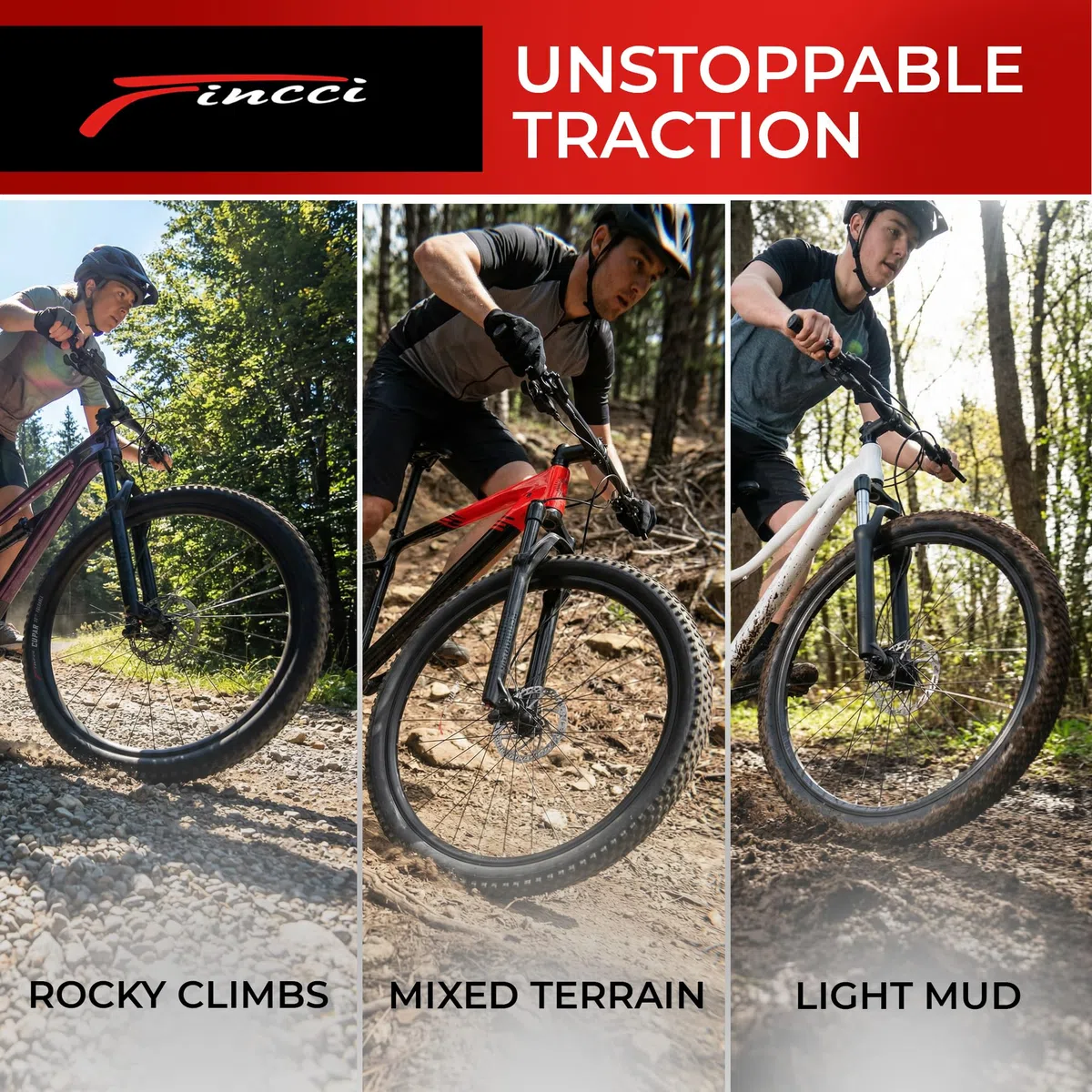 Fincci Сubiertas MTB 26 - Plegable Neumáticos Bicicleta Carretera 26 x 2,125 Pulgadas 57-559 Gomas Cupar para MTB Bici, Eléctrica Montaña Hibrida Bici, Sport Velo Tire