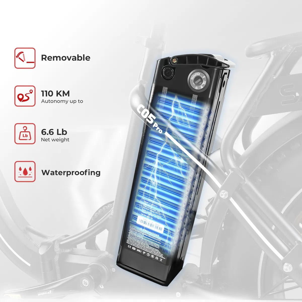 SAMEBIKE 20 Z0LL Bicicleta Electrica para Adultos,4.0 Fat Tire E-Bike Bateria 36V13Ah 7-Velocidades Alcance máximo 60-120KM para Desplazamientos y Excursiones
