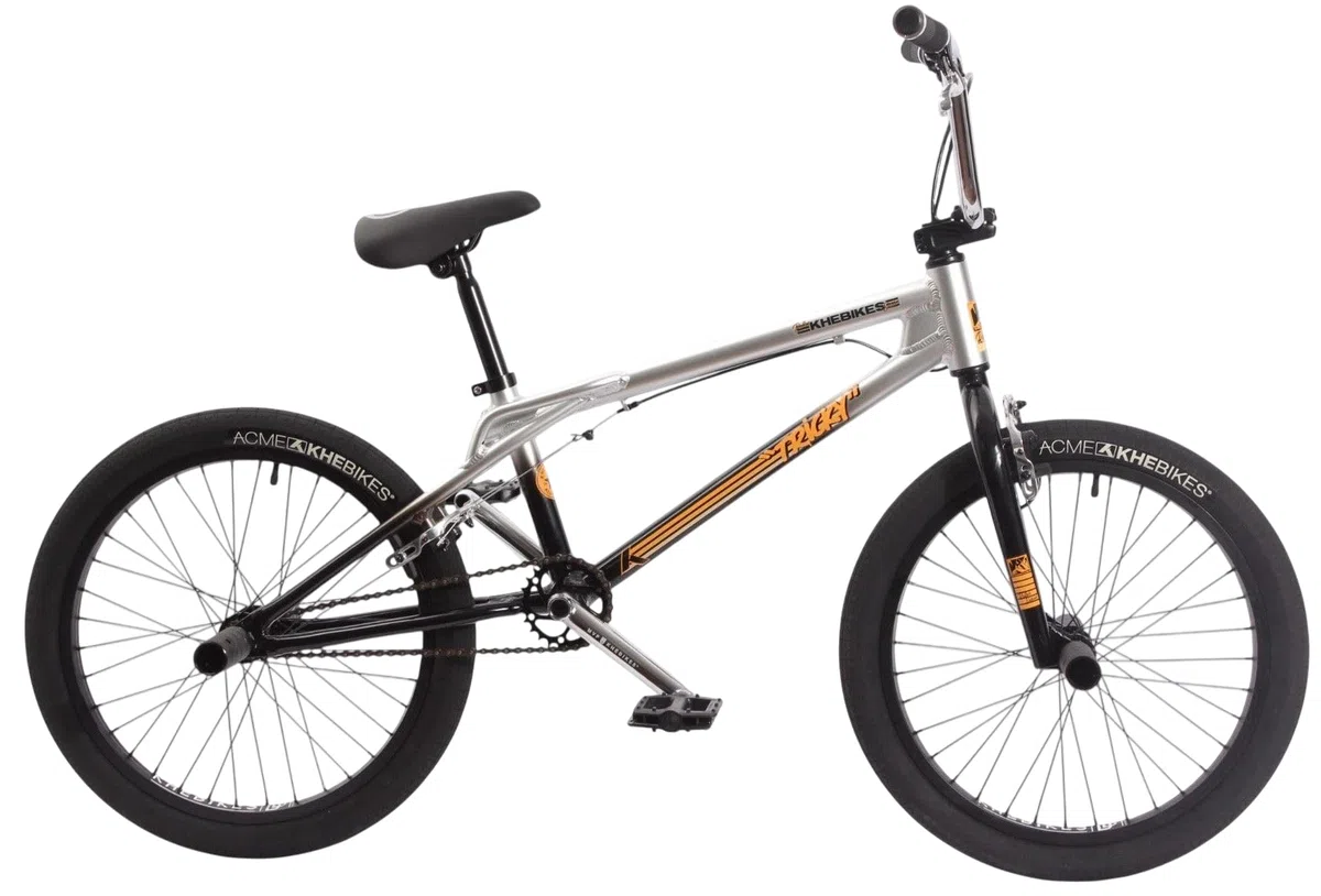 KHE Tricky AL 20 pulgadas BMX Bike – Marco de aluminio – Affix Rotor – 2 x frenos U – Pegs – 10,9 kg – Flatland Park Freestyle – para niños y adultos – Modelo 2025 – Cromo/Negro