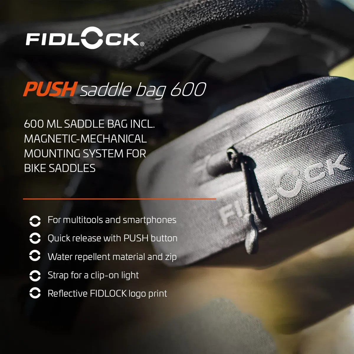 FIDLOCK Push Bag 600 Incl.Push Saddle Base Black BIDONES Y PORTABIDONES, Adultos Unisex, Negro, ESTANDAR