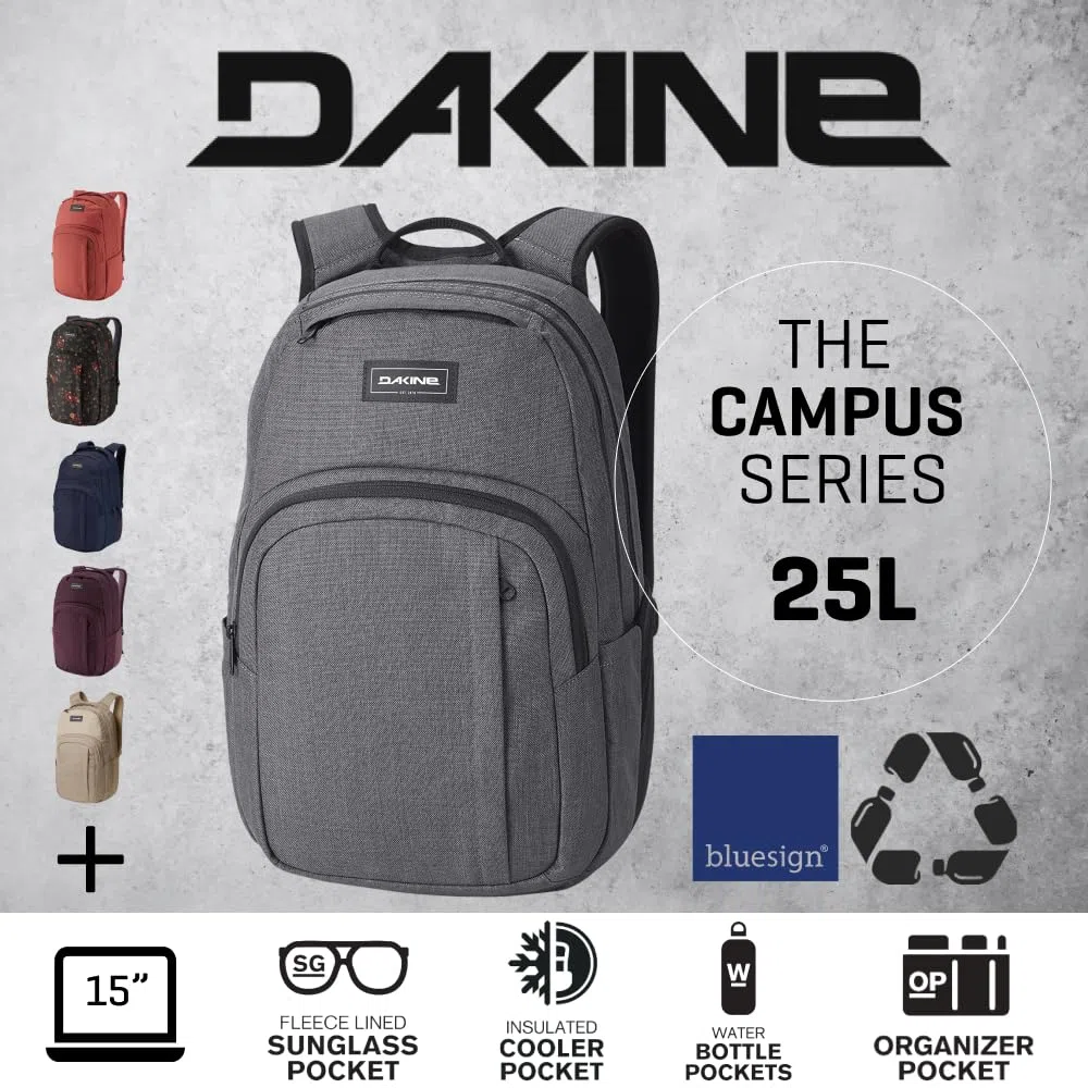 Dakine Mochila Campus M grande, 25 litros, mochila resistente con compartimento para el portátil y respaldo acolchado Mochila para la escuela, la oficina, la universidad y salidas de un solo día