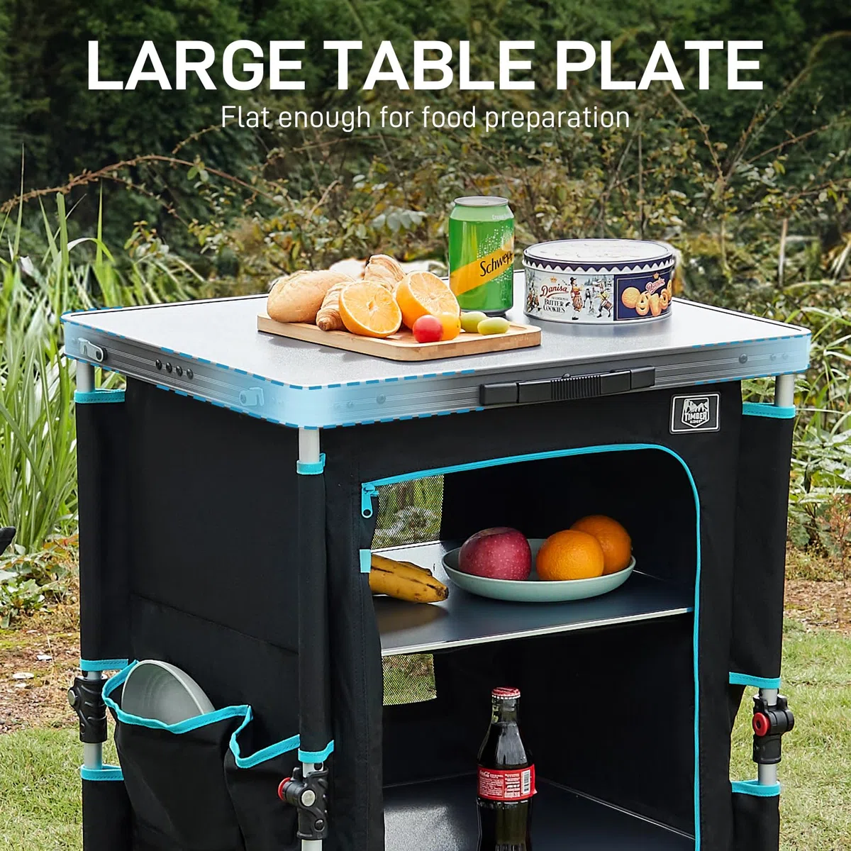 TIMBER RIDGE Almacenamiento compacto de camping, unidad de cocina plegable para camping, muebles de camping, armarios de camping al aire libre, marco de aluminio portátil para jardín, fiesta, picnic,
