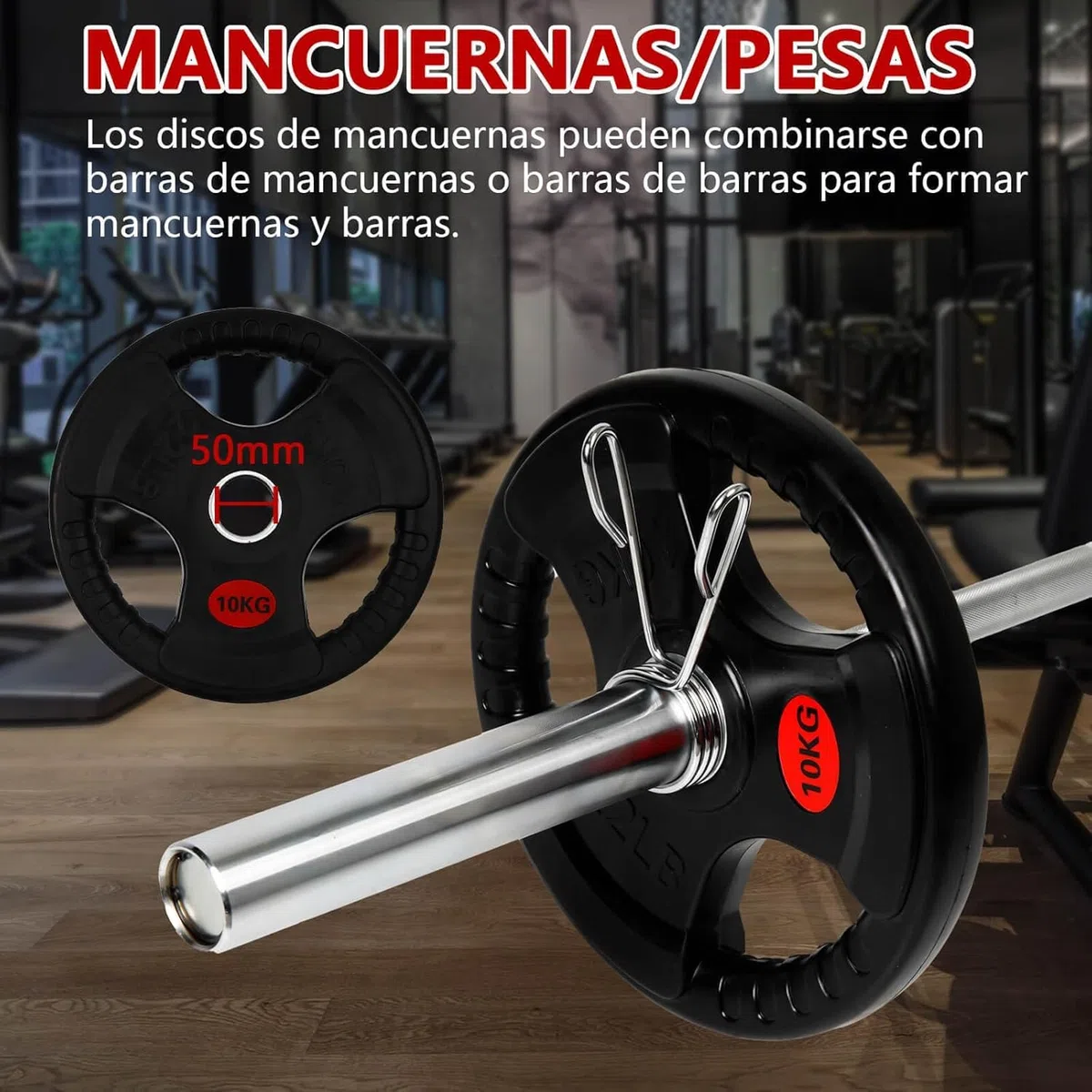 Disco de Pesa olímpica 20.00KG Hierro fundida con Revestimiento de Caucho Marca Fit-Force