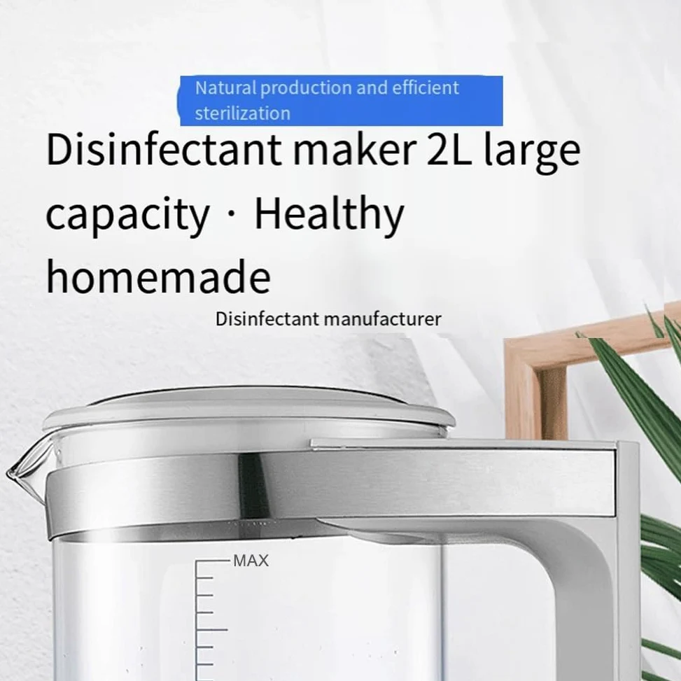 MáQuina Desinfectante de Agua con áCido Hipocloroso de 2L, Generador de Hipocloroso, Enchufe Europeo