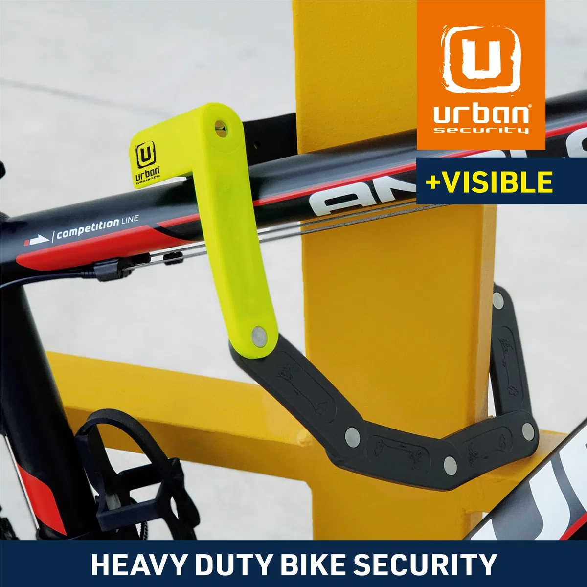 URBAN UR469Y Candado Bicicleta Plegable, Visible, 70cm Más Compacto Más Facil Transporte Sin Ruidos, Protección Antirasguños, Antirrobo con Cerradura Alta Seguridad, para Patinete