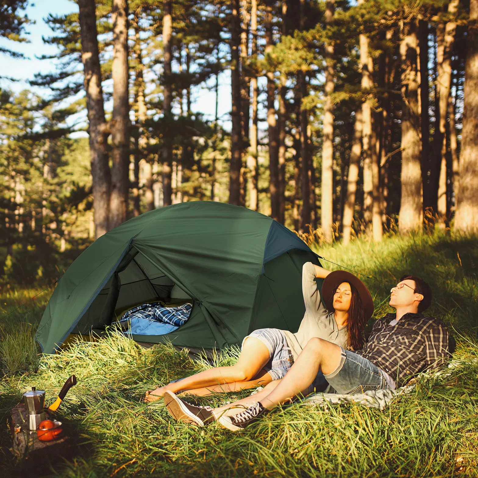 Bessport Tienda De Campaña 2-3 Personas Carpa Ultraligera 3-4 Temporadas Resistente al Agua y al Viento Fácil de Instalar, para el Senderismo y el Camping