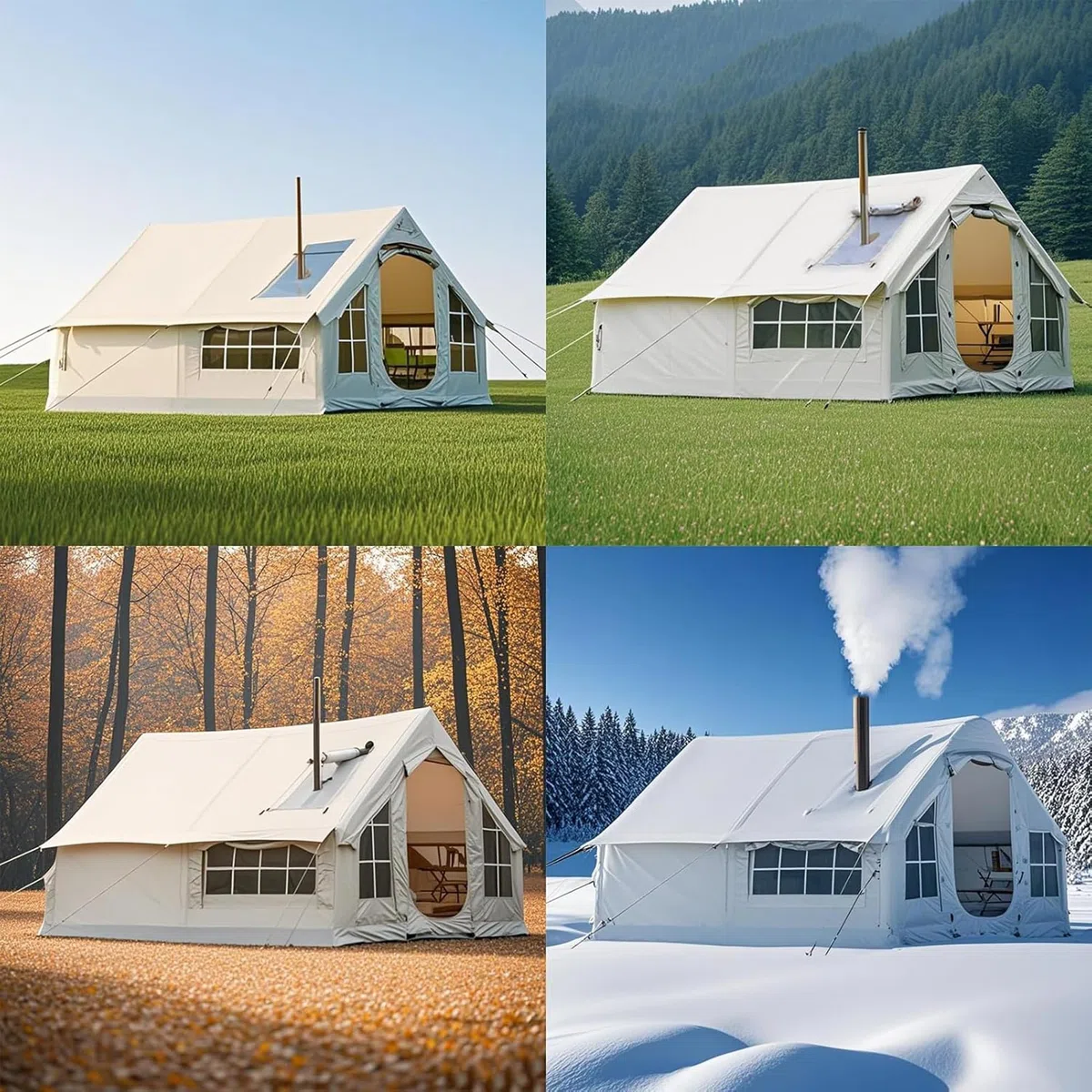 8 Personas Tienda De Campaña Hinchable, Tienda De Campaña Inflable Grande Carpa Familiar De La Casa De Aire, Tenda Campismo Montaje Rapido para Exteriores con Apertura De Chimenea Y Claraboya