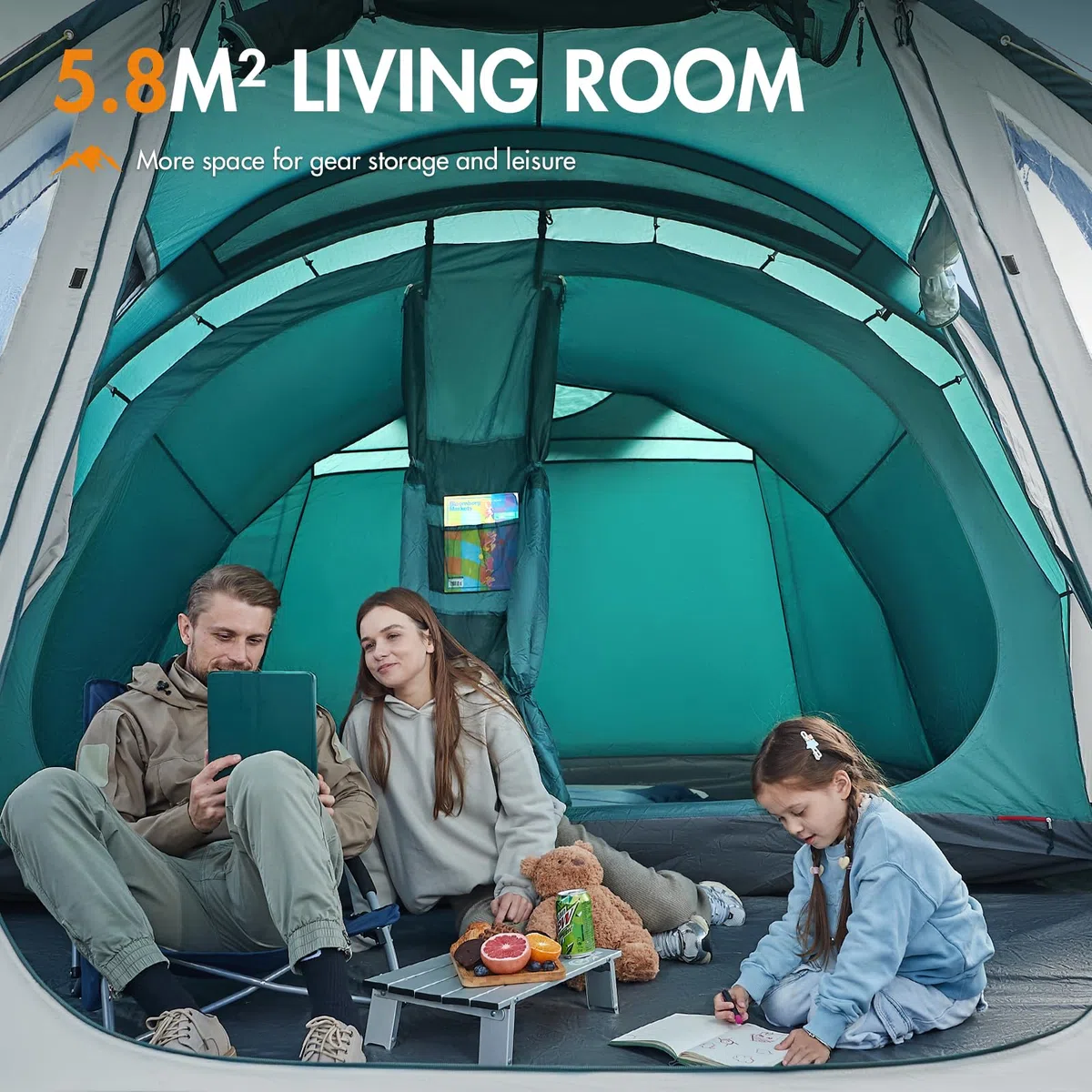 PORTAL Tienda de campaña con 5 perosones, resistente al agua, 3000 mm, con toldo para ventana, 4-5 personas, tienda de campaña familiar para festivales, camping, viajes, trekking jardín