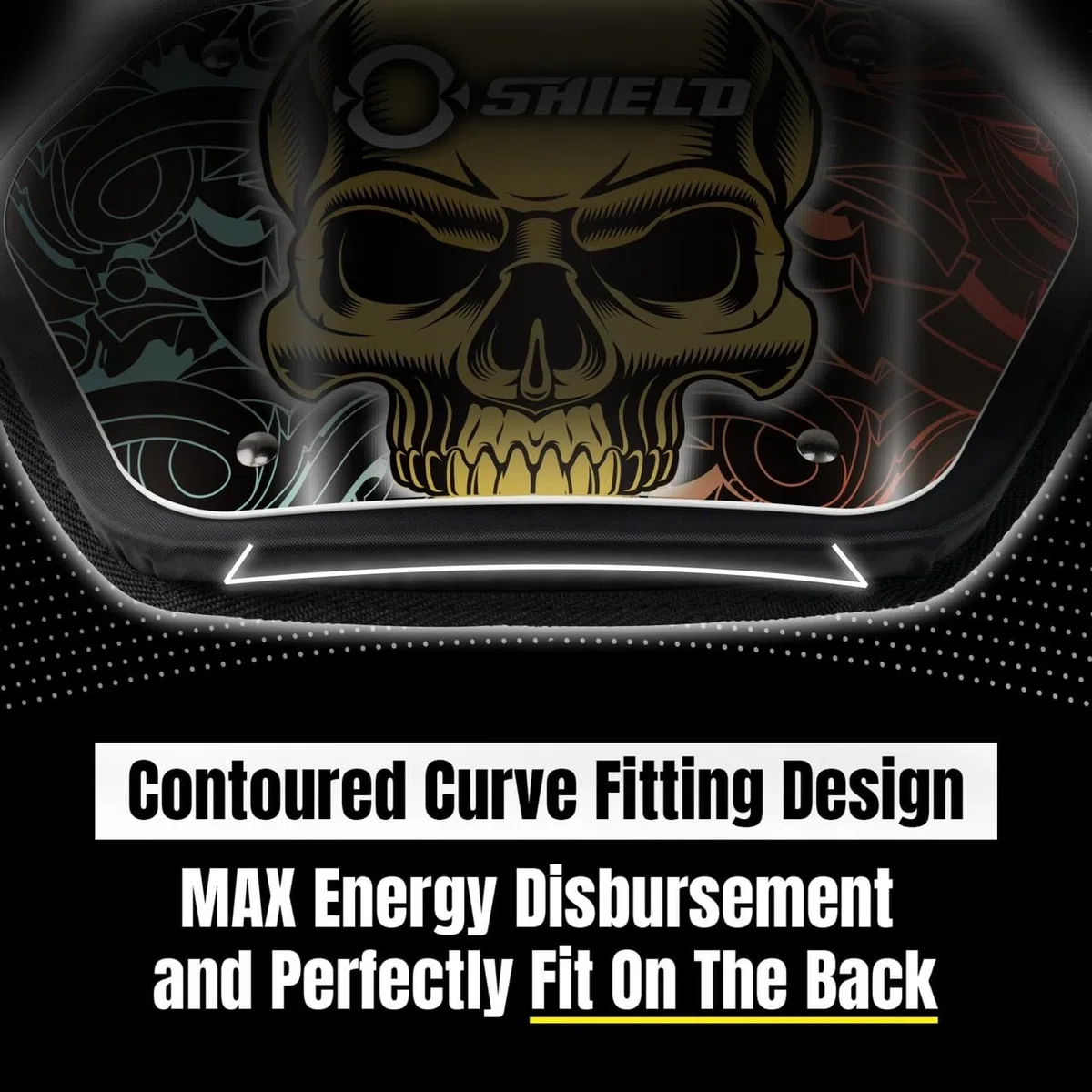 O Shield Power Skull - Placa trasera de fútbol, almohadillas de espalda baja para jugadores de fútbol, protector trasero, ajuste universal