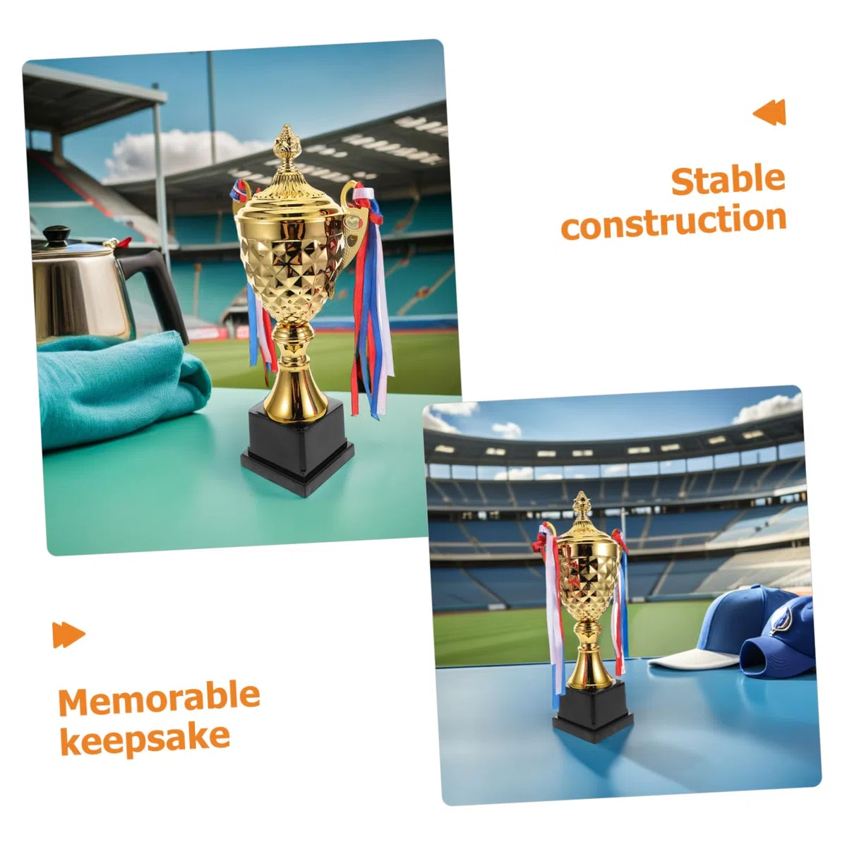 BESTonZON Trofeo De Competición De Metal Copa De Trofeo Grande para Baloncesto Fútbol y Gimnasia para Torneos y Fiestas Deportivas