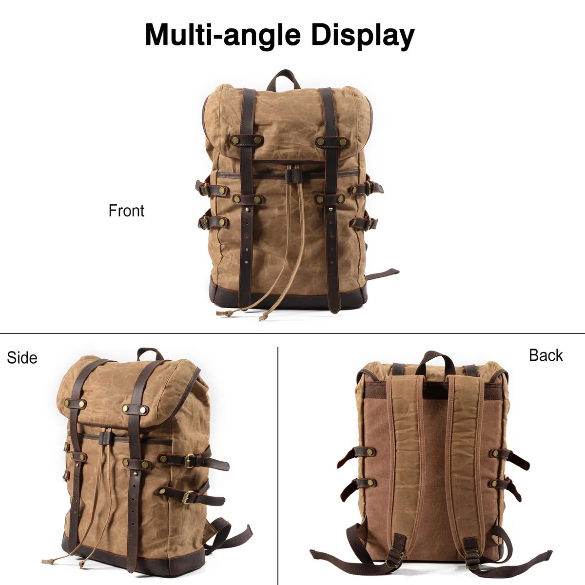 FANDARE Lienzo Mochila de Senderismo Retro Mochila Mochilas de Marcha con cordón Mochilas de Ciclismo Trekking al Aire Libre Daypack Bolsa de Cuerda para Viaje Excursionismo Equipaje Daypacks