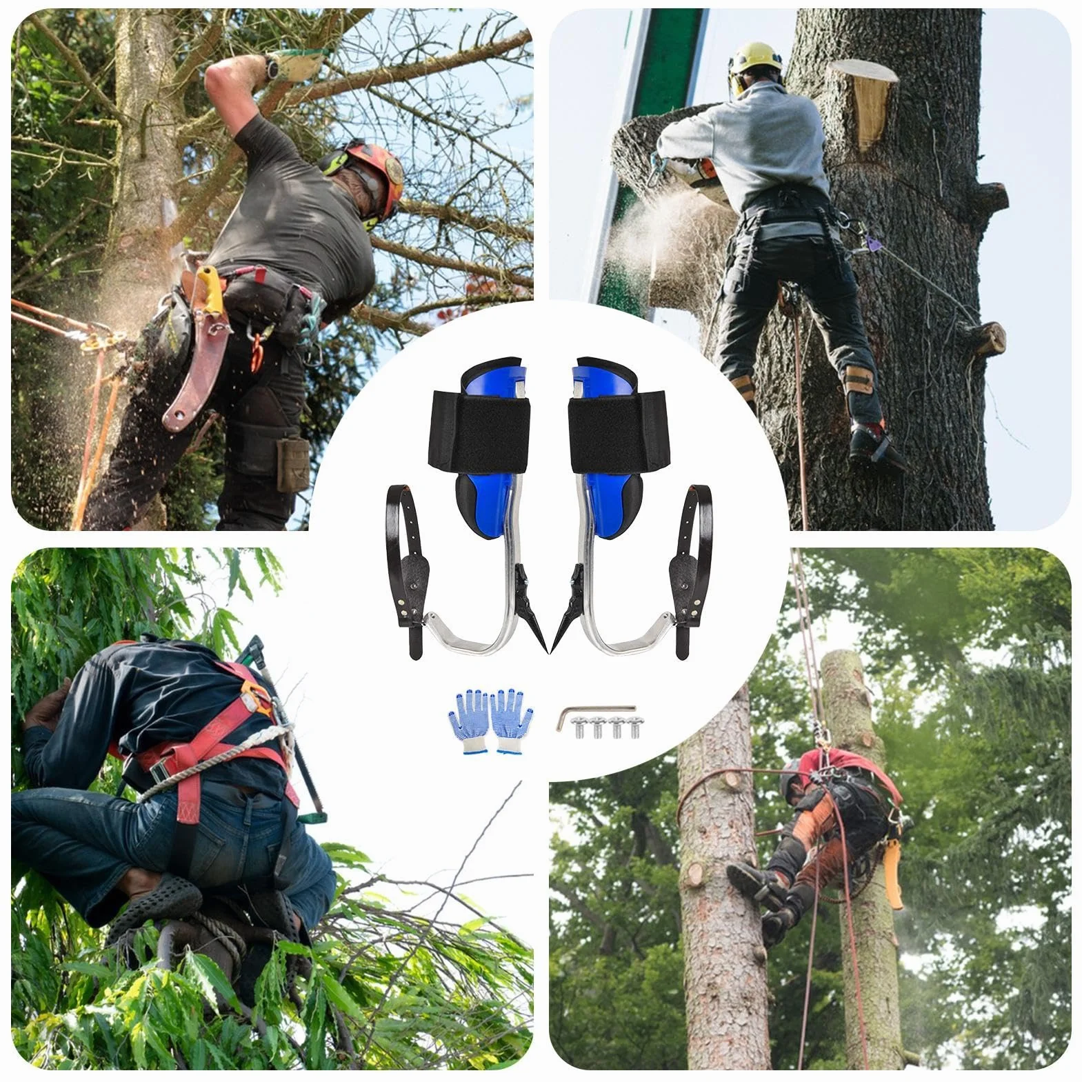 Picos para Trepar Árboles, Kit De Equipo De Escalada, Equipo De Escalada Portátil, Arnés De Árboles Resistente para Podar Y Mantener Árboles De Forma Segura (1 Juego)