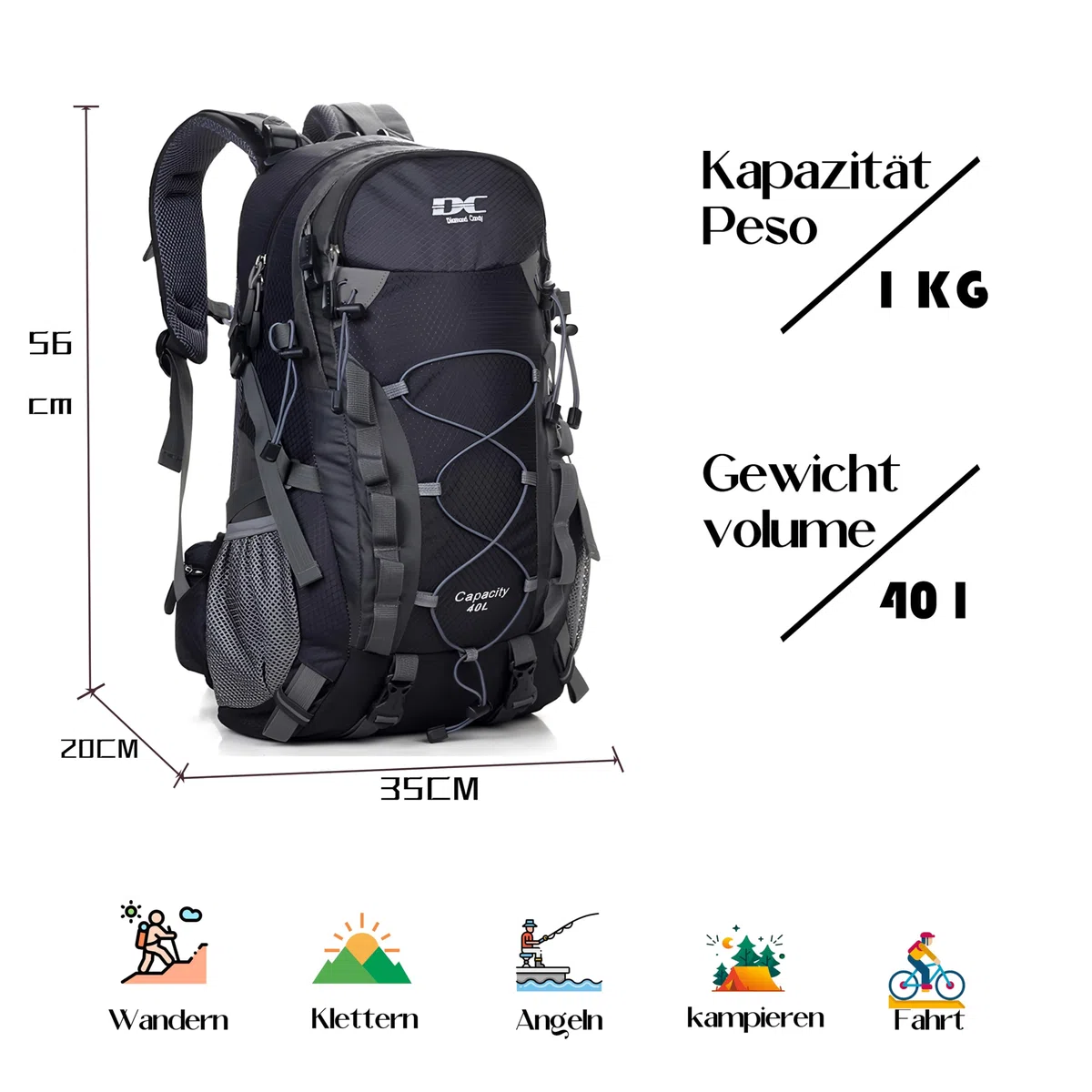 Mochila Senderismo 40 litros Mochila Viaje Mochila Hombre Mujer para Trekking Montaña Camping Mochila Impermeable con Funda impermeable