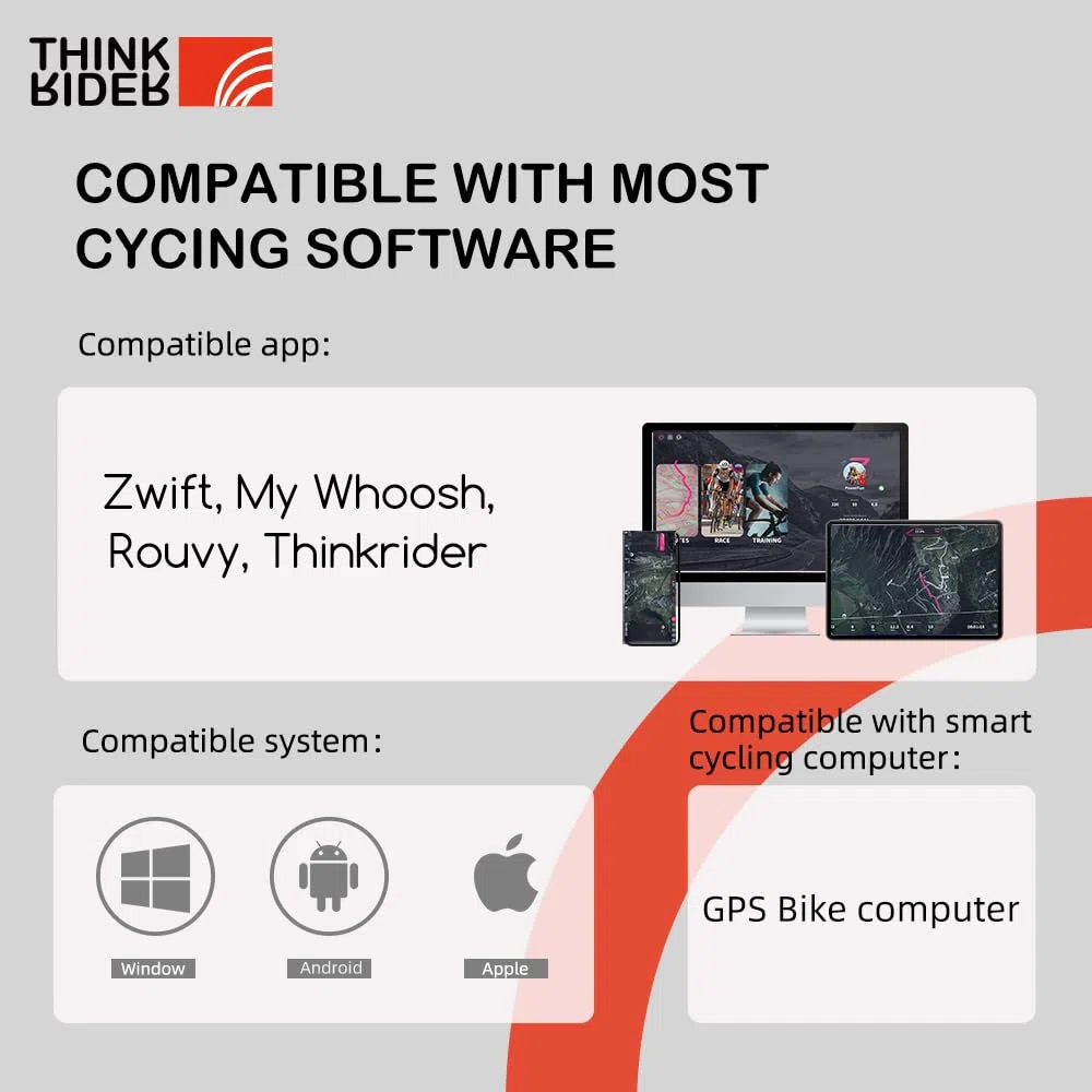 ThinkRider X2Max - Rodillo de Entrenamiento para Bicicleta Inteligente diseño portátil silencioso, Compatible con Ant + y BLE
