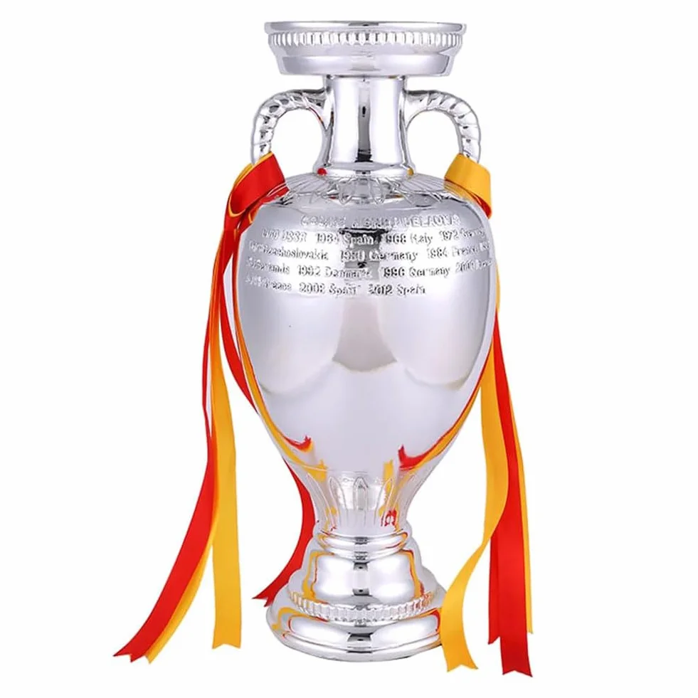 SWAYVES Réplica de Copa Delaunay, Trofeos de Fútbol, ​​Trofeo de Campeonato Europeo,Ccionables para Fanáticos, Escaparate de Exhibición de Resina para Oficina, Recuerdo/32Cm