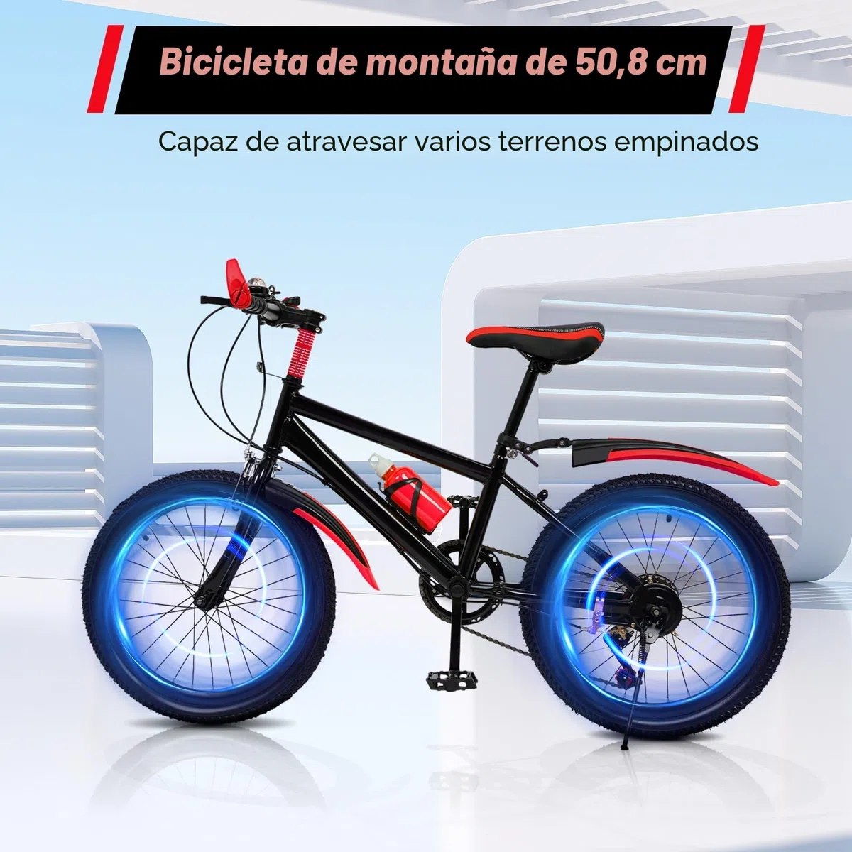 Bicicleta infantil de 20 pulgadas, Bicicleta de montaña de 7 velocidades, color rojo con guardabarros, bicicleta juvenil mejorada, rueda de acero al carbono, bicicleta de montaña de 8 a 13