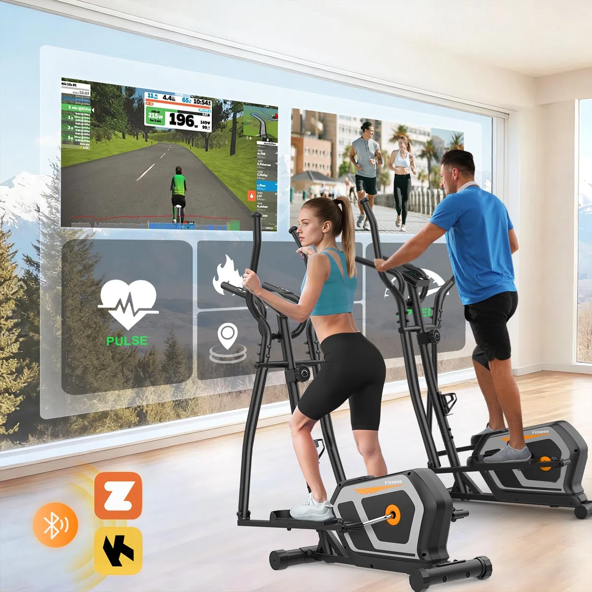 Bicicleta Elíptica,3 en 1 Máquina Elíptica para Casa con 16 Niveles de Resistencia,Monitor LCD, Bluetooth App y Soporte para Dispositivos,Pedal Antideslizante, Ejercicio Peso máximo 287LBS