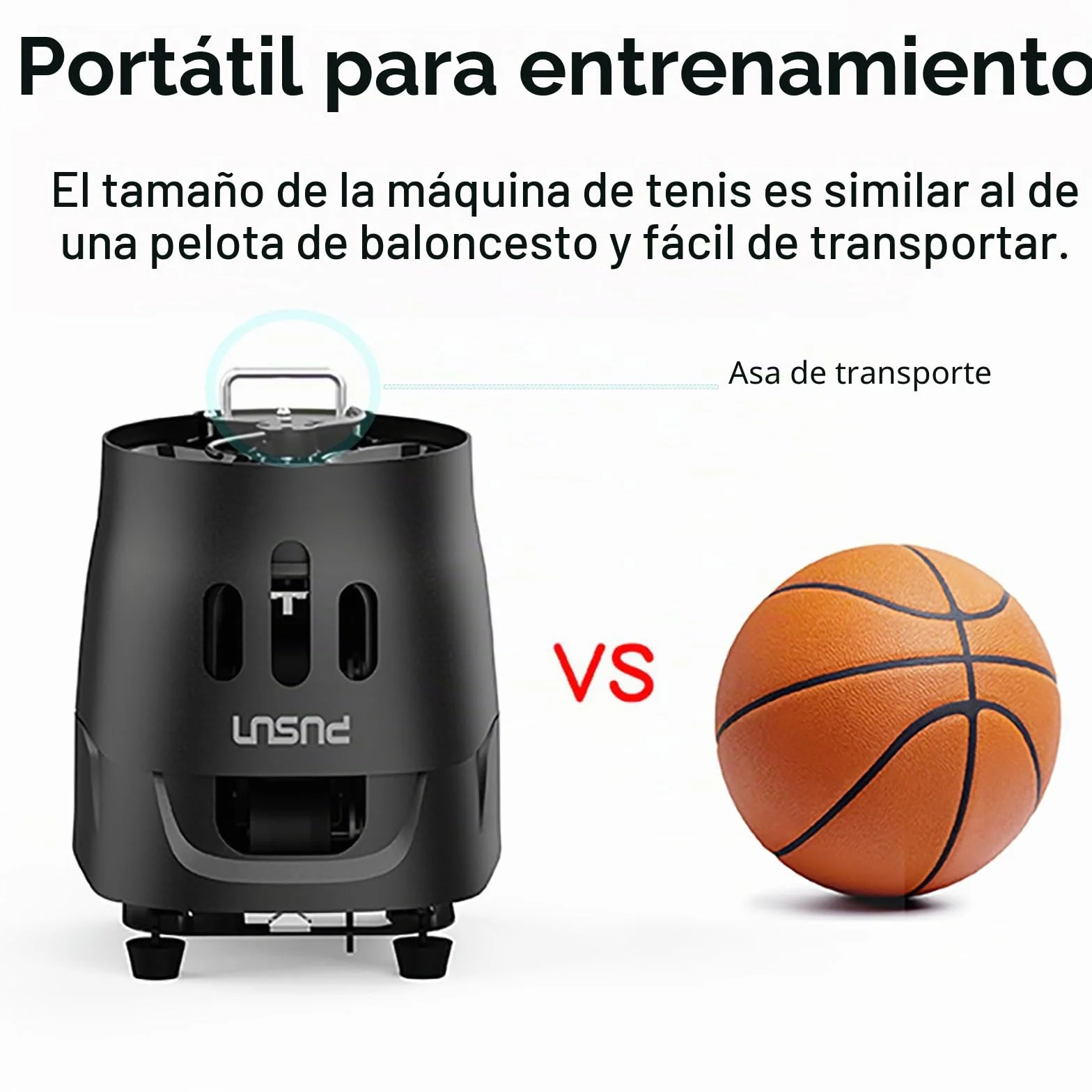 PUSUN PT-Mini Pro - Máquina de pelotas de tenis con control remoto Smart App Control, velocidad/rotación ajustable/frecuencia para principiantes, capacidad de 65+pelotas, duración de la batería 3-5