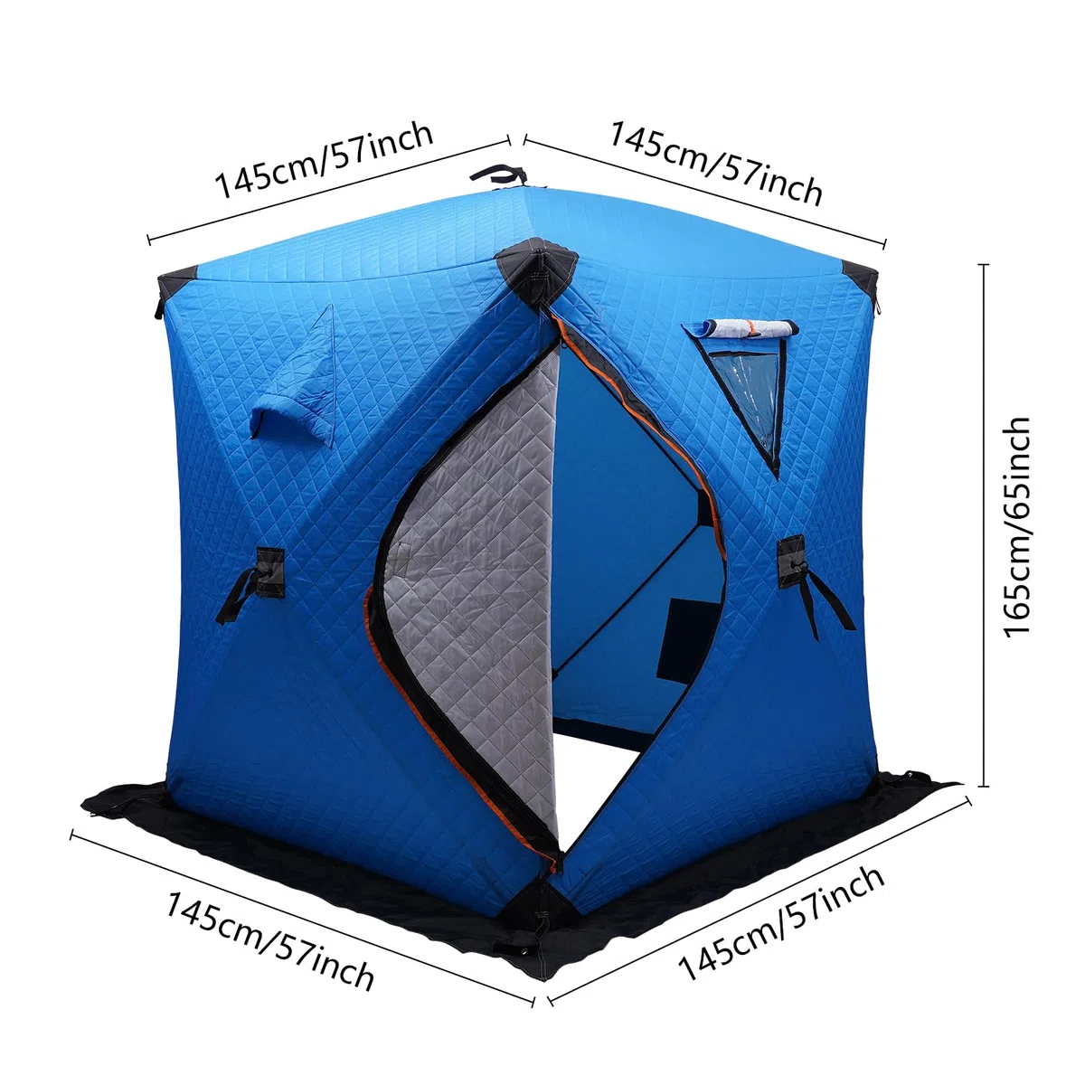 Tienda de campaña portátil para pesca en hielo Refugio para pescadores Cabaña térmica con ventana de ventilación extraíble Puerta Cremallera Azul