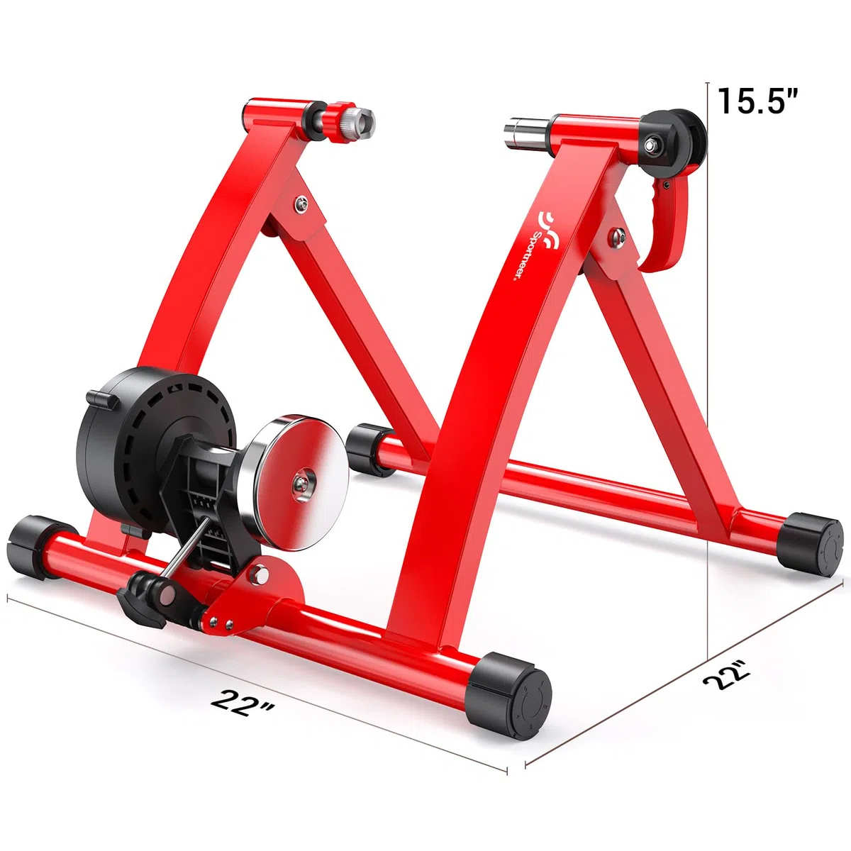 Sportneer Acero Rueda De Bicicleta Ejercicio Entrenamiento con Bicicleta Soporte magnético con reducción de Ruido, Rojo