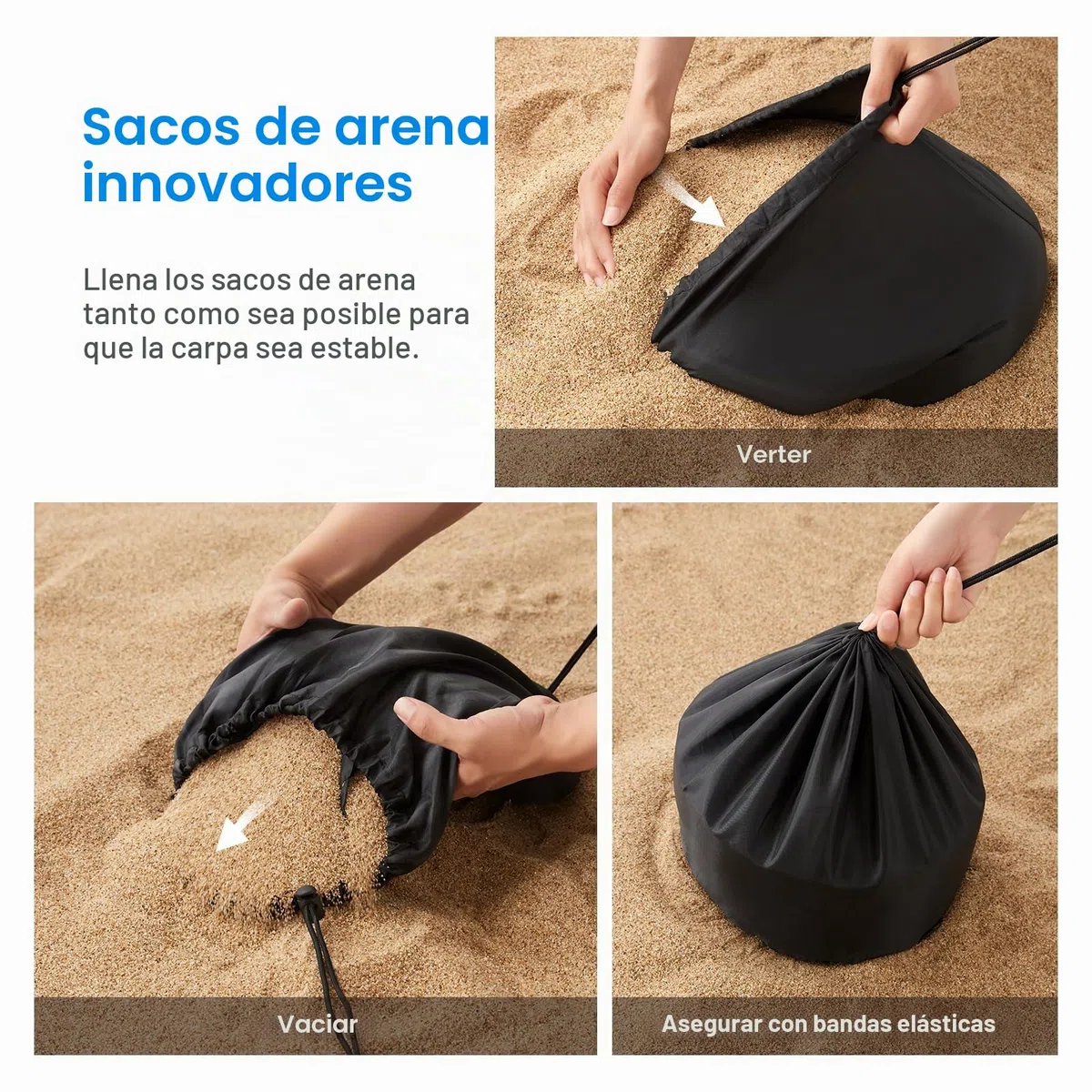 WolfWise UPF50+ Carpa de Playa con protección Solar, sombrilla para 2-6 Personas, fácil configuración, Resistente al Viento y Agua, toldo de Playa Azul