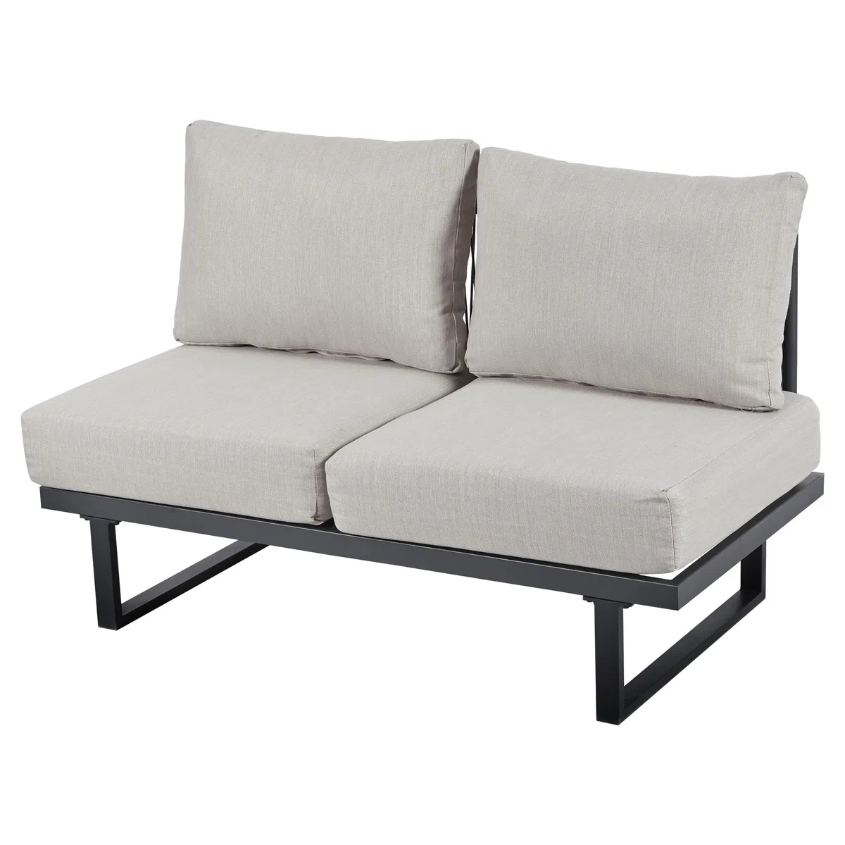 TIZZ Juego de muebles de jardín, sillones de jardín, sofá esquinero, cama relax al aire libre, mesa de café, se puede convertir en una cama reclinable, acero galvanizado, gris