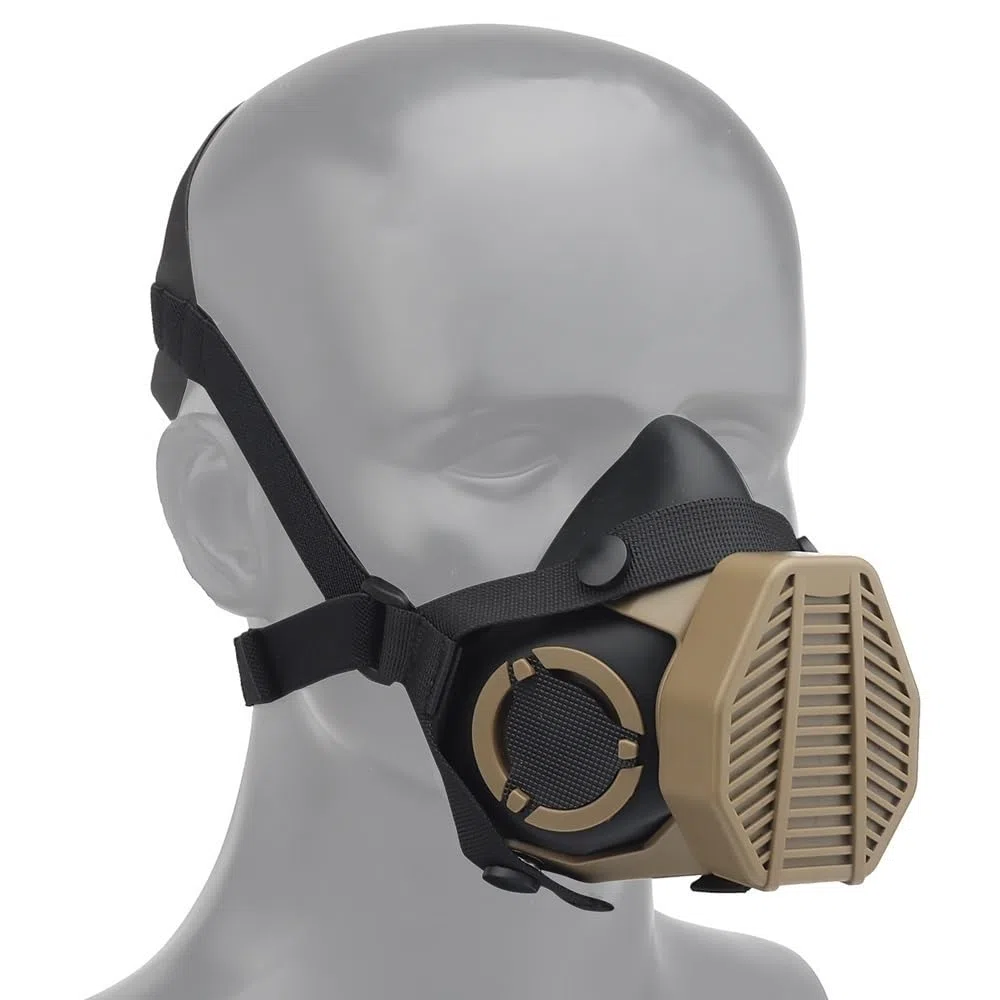 Jungle Leopard - Máscara de respiración táctica, media máscara de gas con filtro reemplazable para airsoft militar