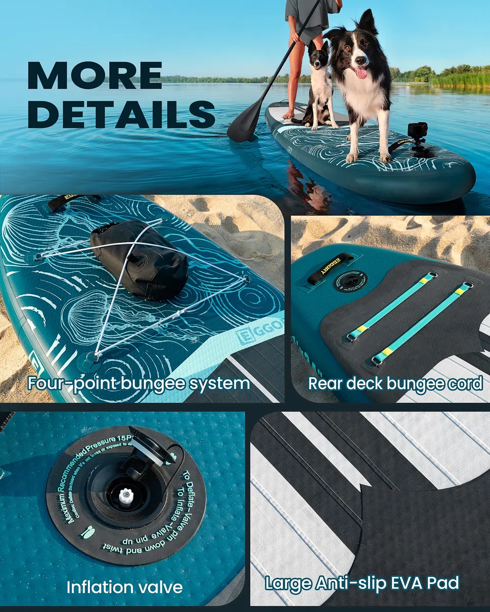Tabla de Remo Inflable, Tabla de Surf de Remo Extra Ancha, Tabla de Surf con Aleta extraíble, Remo Flotante, Bomba de Mano, Bolsa Impermeable, Tabla de Viaje