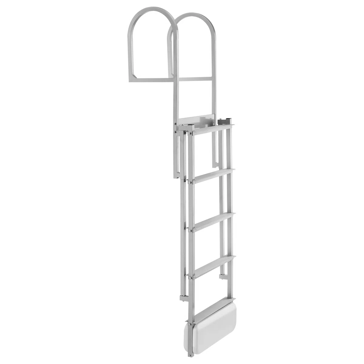 VEVOR Escalera de Muelle Capacidad de 227 kg con 5 Peldaños Antideslizantes, Pasamanos, Escalera Retráctil de Aluminio con Elevación Automática para Piscina Plataforma de Natación Pontón Lago Barco