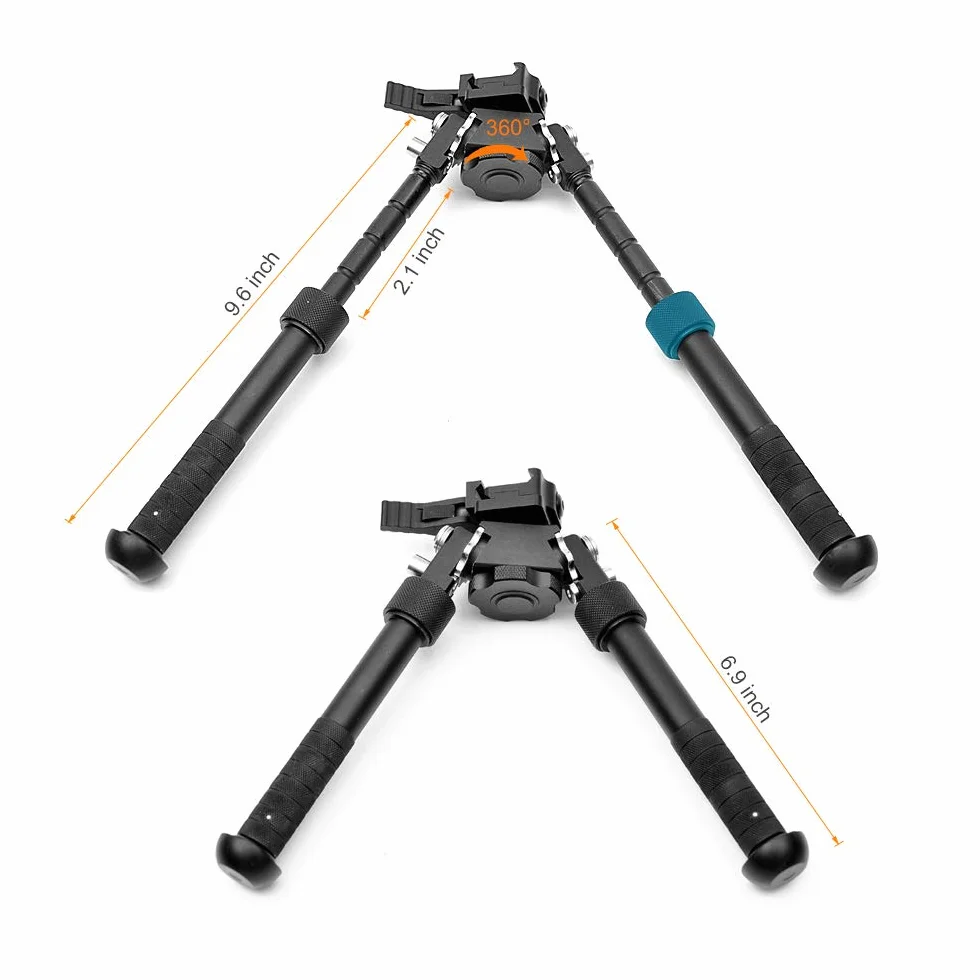 FXICH Bípode para Rifles de 6-9 Pulgadas, Giratorio, inclinable, liberación rápida, Montaje Picatinny, bípode táctico