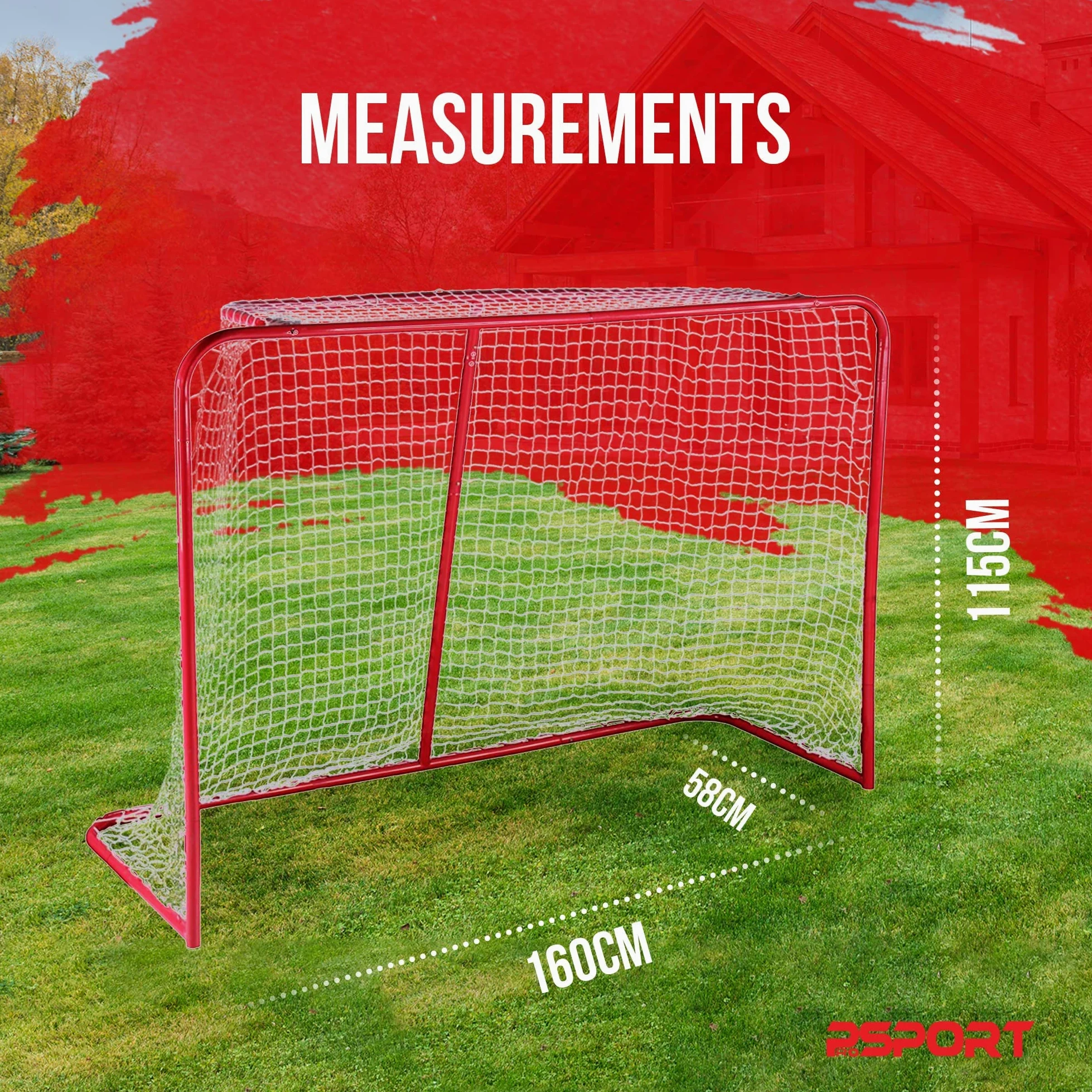 Nordic ProStore Portería de Hockey Callejero 160 x 115 x 58 cm Roja - para Hockey sobre Hielo, Floorball y Juegos de Patio - Portería de Hockey para Niños 14+ años y Adultos