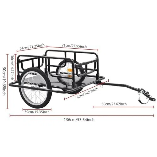 Remolque de carga para bicicleta, resistente, capacidad de carga de 60 kg, diseño plegable, enganche universal para un transporte cómodo