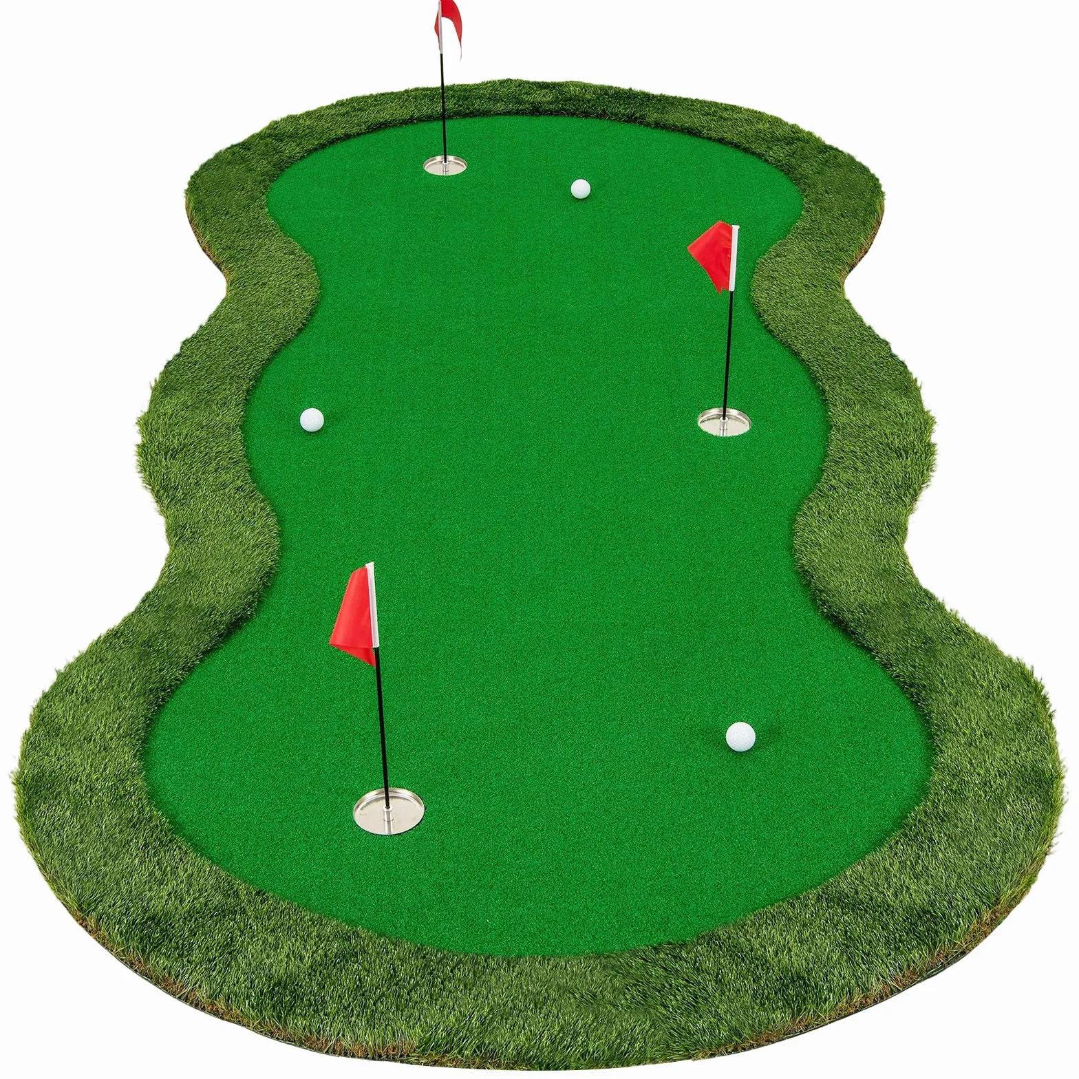 LIFEZEAL Alfombra de Practica de Golf Profesional 150x300 cm con 3 Hoyos y Pelotas Tapete de Putt para Interior y Exterior en Casa Oficina Patio