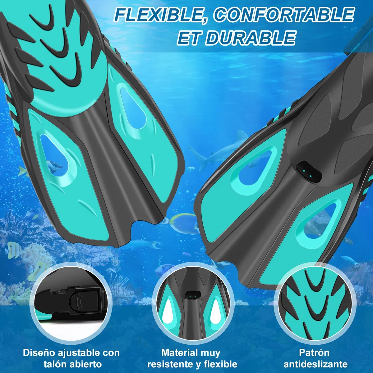 IEEILULU Set de Snorkel para Adulto, Esnórquel Settauch Set con Gafas de Buceo, Tubo de Respiración Semiseco y Aletas Ajustables, Snorkel Set para Adulto Aventura Submarina