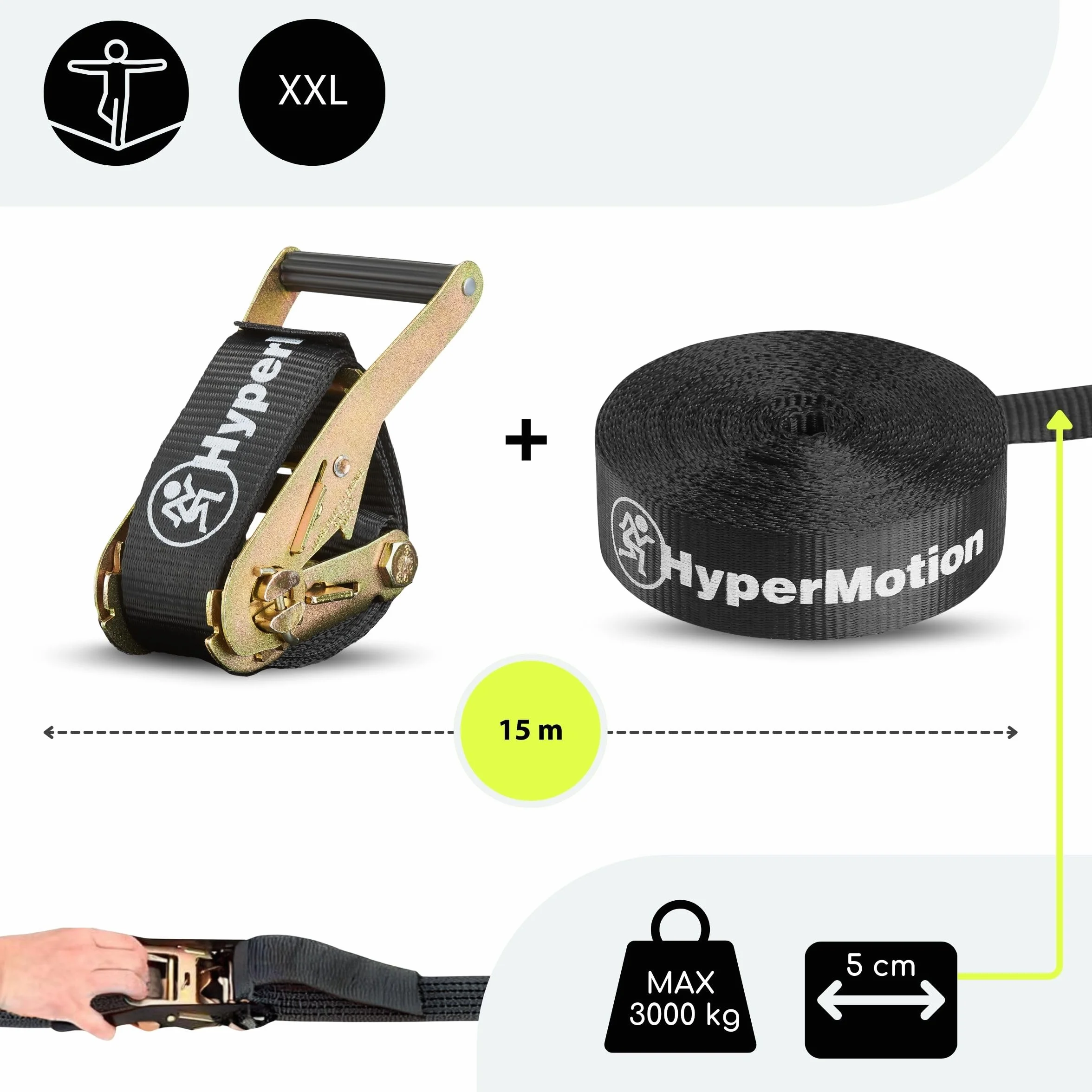 HyperMotion Juego de trayectoria de obstáculos Ninja para niños - 7 obstáculos con ruedas de mono puños y varillas - capacidad de carga hasta 113 kg - para jardín - juego de movimiento al aire libre