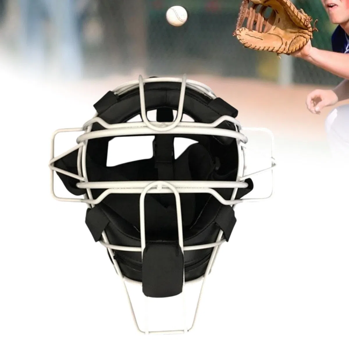Casco de Catcher de Béisbol con Protector Facial Reforzado Almohadilla Suave Absorbente Banda Ajustable Estructura Ligera Y Adecuada para Jugadores Ad