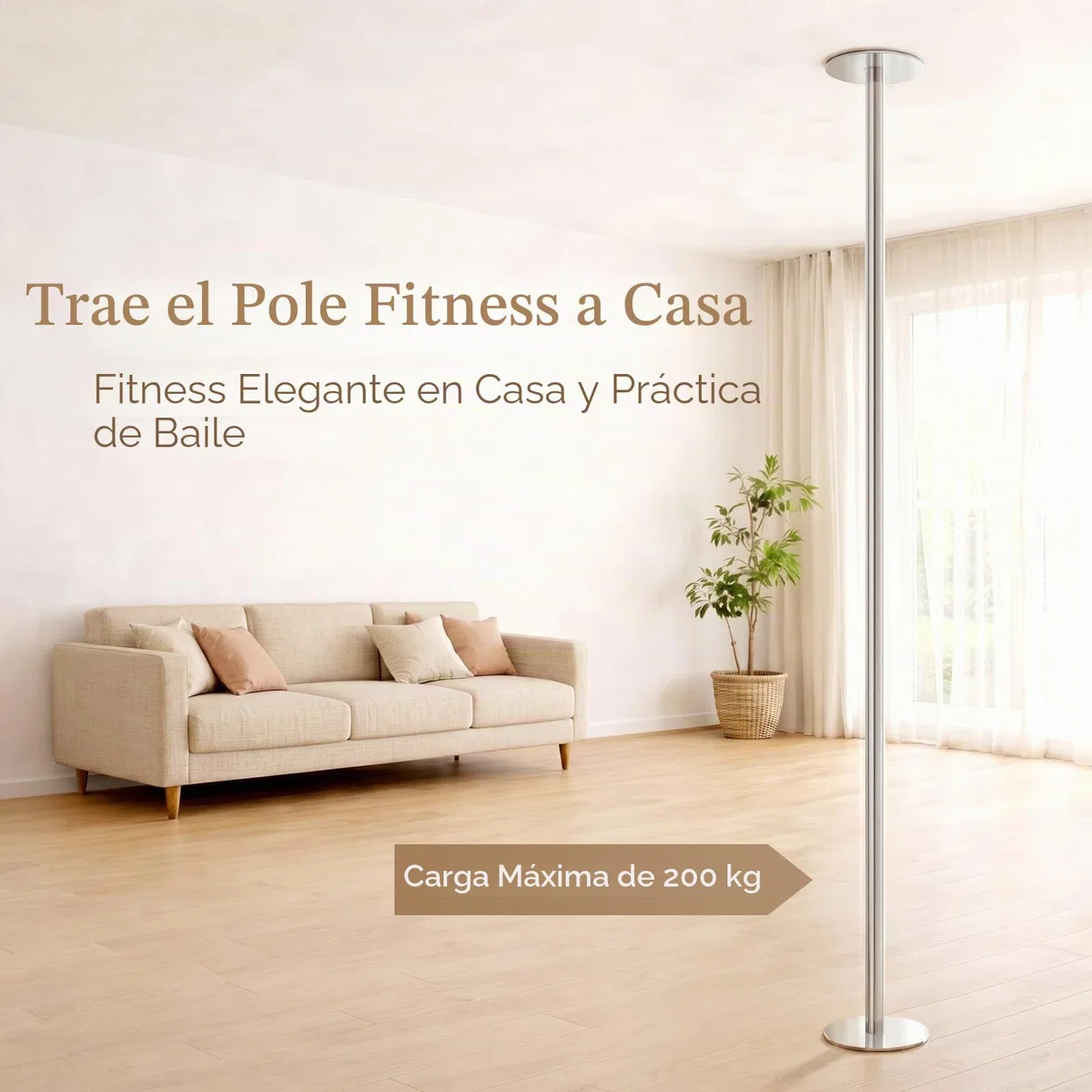 Leogreen Barra Pole Dance, Estática y Giratoria, 200 kg de Capacidad, para Hogar Club