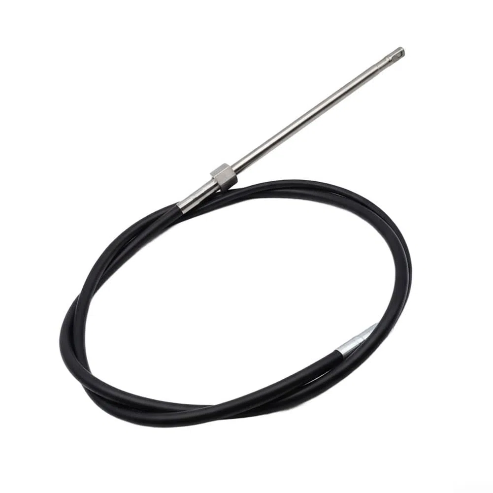 Cable de dirección de barco, kit de timón fuera de borda giratorio para lanchas rápidas de pesca marina, alambre de control de baja fricción de acero inoxidable, negro (12 pies)