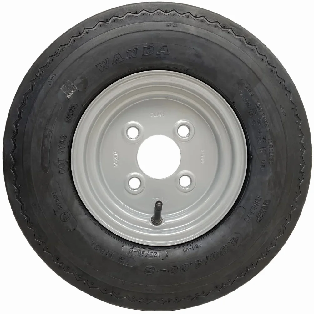 Parnells - Kit de Remolque de Alta Velocidad - 2 Piezas de Ruedas y Neumáticos 4.80/4.00-8 + 2 Cubos/Ejes con Pernos, sin Enganche, 690 kg, 130 Km/H - Ruedas Legales en Carretera y Marcado Electrónico