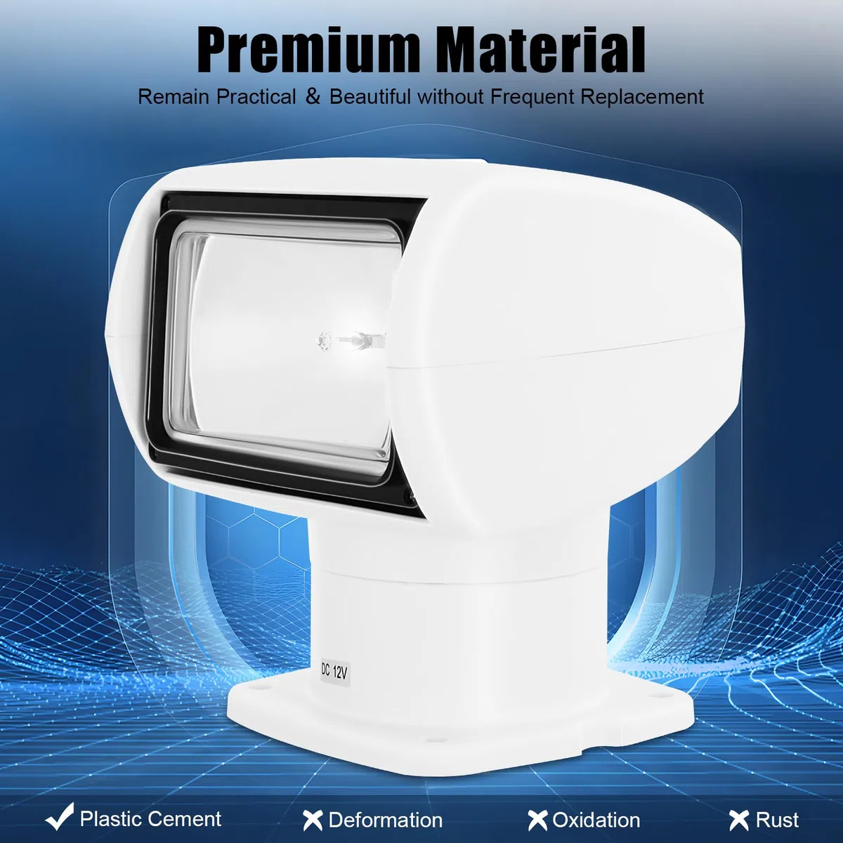Faros marinos de 12 V con mando a distancia, 100 W, portátil, para exteriores, para yates, barcos (blanco)